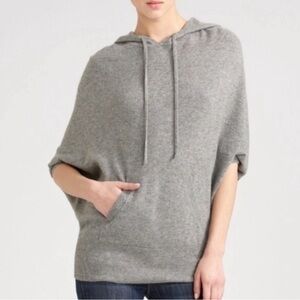 Vince Charcoal Hooded Poncho cashmere